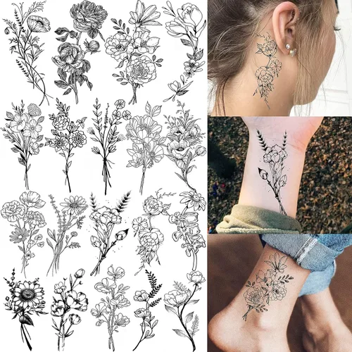 Miniatura 7 de NEZAR - 6 hojas con tatuajes temporales e impermeables, con diseño de planetas geométricos en 3D, estrellas y luna, montaña, para el antebrazo