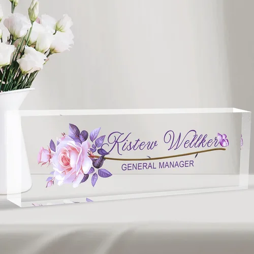 Miniatura 15 de Placa de nombre de escritorio personalizada, placas de identificación acrílicas para escritorio, decoración de oficina, regalos personalizados