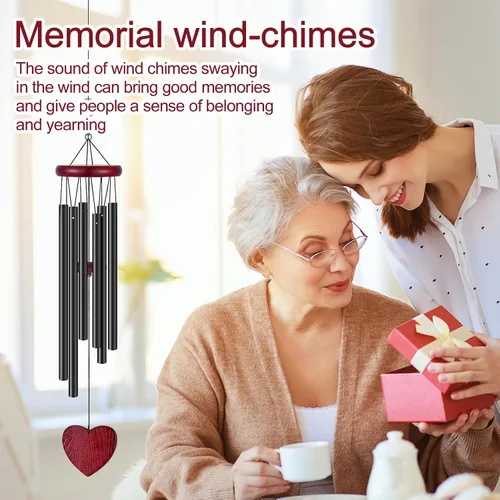 Miniatura 5 de Tatuo 4 Piezas Carillones de Viento Conmemorativos de 28 Pulgadas de Madera Carillones de Viento de Condolencia Regalo de Condolencias DIY