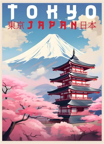 R and R Imports Póster de viaje vintage Tokyo Japan Souvenir de 16 x 24 pulgadas