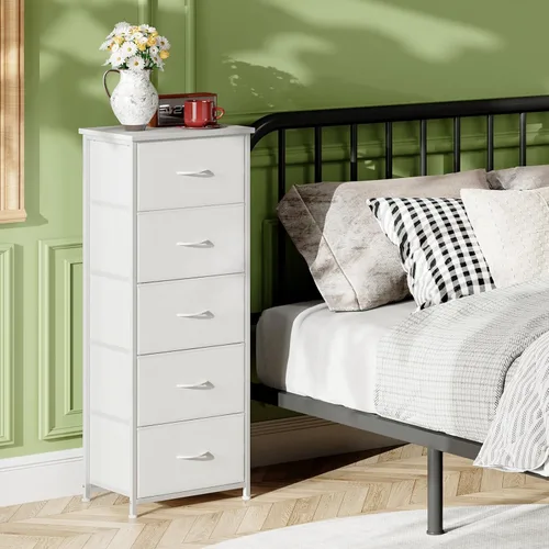 Miniatura 2 de Somdot - Cajonera alta para dormitorio, organizador de 5 cajones con cubos de tela extraíbles para la sala de estar, clóset, buró, cuarto de niños