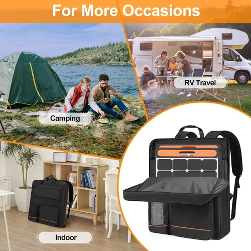 Miniatura 6 de HODRANT Bolsa de almacenamiento para paneles solares, mochila de viaje compatible con Jackery SolarSaga 100W 100X 200W, funda de transporte