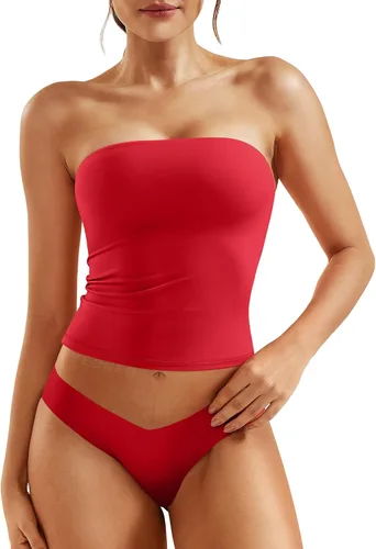 Miniatura 9 de YEOREO Sophie - Camiseta de tubo larga sexy para mujer, con doble forro, básica, Y2K, para verano, sin tirantes, ajustada, para salir