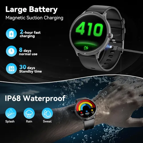 Miniatura 7 de Reloj inteligente, reloj inteligente AMOLED de 1.75 pulgadas para hombres y mujeres (respuesta/hacer llamadas), rastreador de actividad física