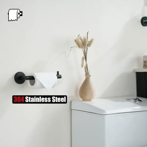Miniatura 5 de JQK Soporte de papel higiénico negro, dispensador de papel higiénico de acero inoxidable 304 de 5 pulgadas de grosor de 0.032 in, montaje en pared