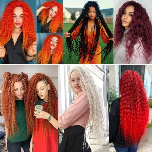 Miniatura 6 de Pelo de ganchillo Ocean Wave de 30 pulgadas, 3 paquetes de cabello trenzado de onda profunda, cabello rizado profundo con ganchillo para mujeres