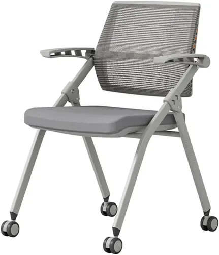 【1 unidad】 Silla ergonómica con ruedas giratorias de malla para anidación de invitados, apilamiento para oficina, escuela, aula, entrenamiento,