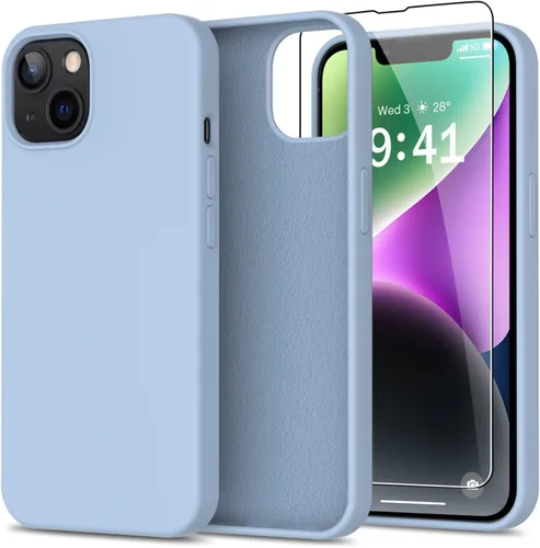 Miniatura 60 de bemal Funda para iPhone 14 Pro con protector de pantalla, silicona líquida de ajuste delgado, forro de microfibra suave, diseñada para mujeres