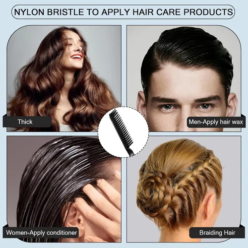 Miniatura 4 de SIMPOR Peine de pelo de 3 filas para desenredar natural, cepillo de peinado de pelo, cerdas de nailon, destrenzar, peine de cola de rata