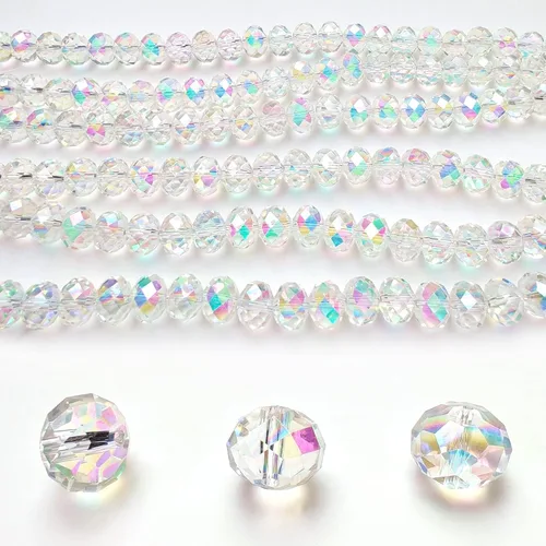 Miniatura 10 de Cuentas de vidrio Rondelle de 0.079 in para hacer joyas, cuentas espaciadoras de Briolette Crytal facetadas para pulseras, collares, aretes