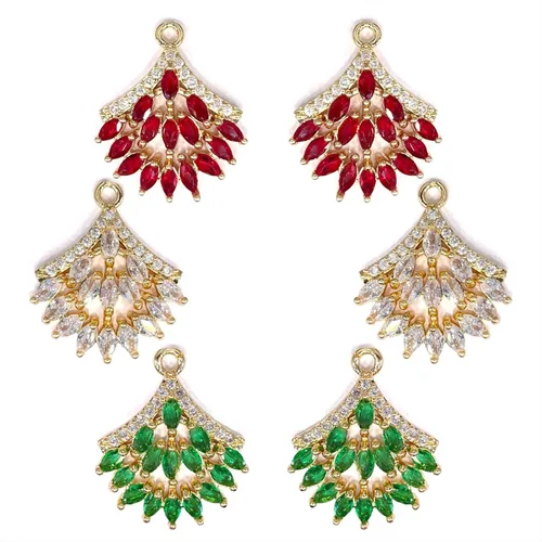 Miniatura 21 de Dijes de latón chapados en oro de circonita de cristal para hacer joyas, pulseras, collares, aretes, colgantes, suministros de manualidades