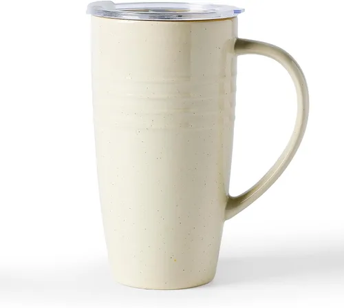 Miniatura 29 de famiware Jupiter - Taza de café grande de 20 onzas con tapa, taza de cerámica con asa para café con leche, té, cacao, leche, hogar y oficina, apta