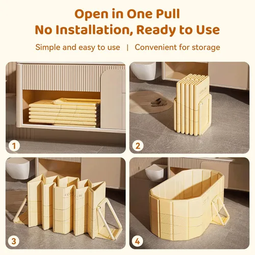 Miniatura 8 de Bañera Plegable Portátil, Bañera Independiente Sin Instalación, Bañera de Remojo SPA para Baño, Cabina de Ducha Plegable para Baños Calientes