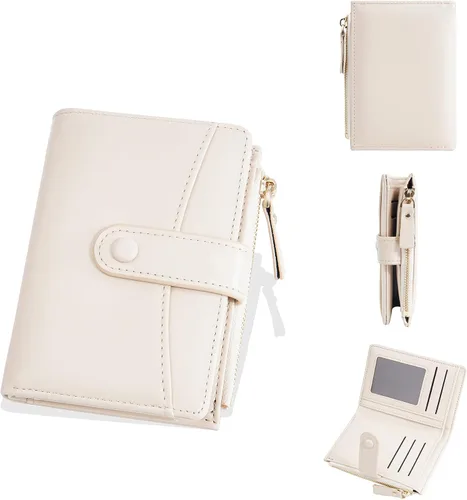 Miniatura 25 de Carteras de cuero para mujer con bloqueo RFID, billetera delgada, plegable, tarjetero con cremallera, bolsillo para monedas, ventana