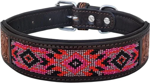 Miniatura 2 de Collar de cuero para perro, tamaño extra pequeño, estilo occidental, resistente, con cuentas ajustables y acolchado, suave para cachorros y perros