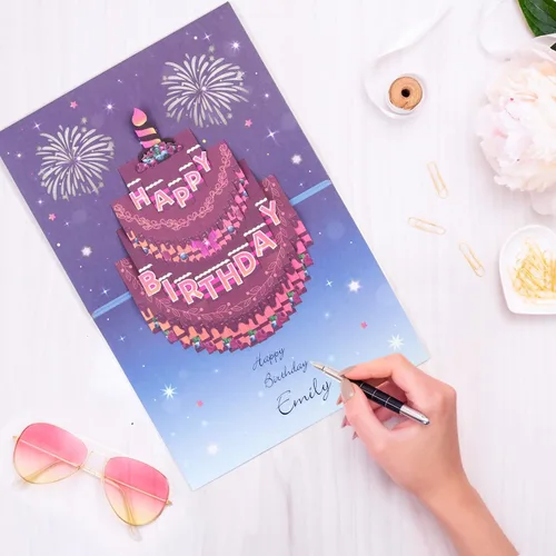 Miniatura 5 de Yinqing Tarjetas de cumpleaños número 11, tarjeta de felicitación de pastel de cumpleaños con luz y música, tarjeta de felicitación de regalo
