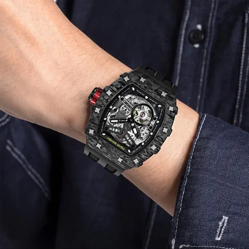 Miniatura 4 de TSAR BOMBA Relojes automáticos para hombre, 164.0 ft, impermeable, reloj mecánico japonés, reloj mecánico para hombre, movimiento Tonneau, caja