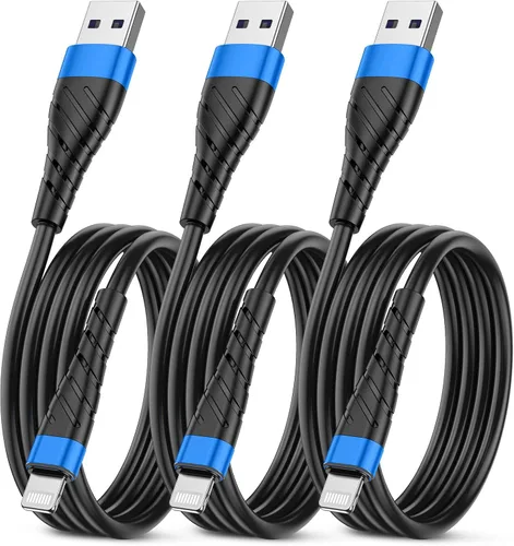 Miniatura 23 de Cable de carga corto con certificación MFi para iPhone, paquete de 3 unidades de 1 pie, 12 pulgadas para cable de carga Lightning, cable de datos