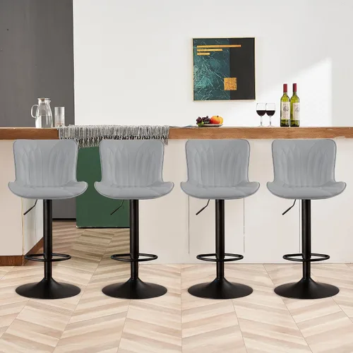 Miniatura 29 de YOUNIKE Juego de 2 taburetes de bar marrones modernos giratorios de altura de mostrador con respaldo alto ajustable para cocina, taburetes de bar