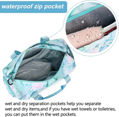 Miniatura 4 de Bolsa de deporte para gimnasio, bolsa de lona con bolsillo húmedo, bolsa de fin de semana con bolsa impermeable para zapatos y agujero de aire