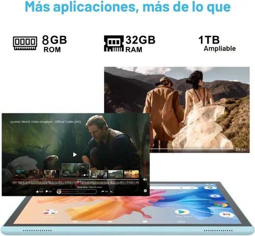 Miniatura 4 de Tablet de 10 pulgadas con estuche protector y lápiz táctil, tabletas Android 15, 8GB RAM 32GB ROM/1TB de expansión, 8H 6000mAh batería Wifi