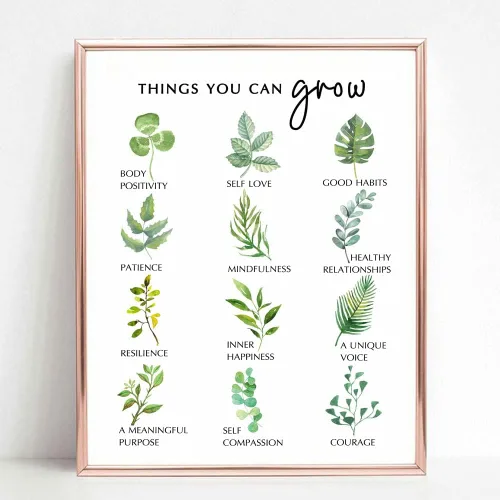 Miniatura 4 de Decoración de pared de oficina de terapia, impresión botánica de arte de pared de crecimiento personal, póster de atención plena para terapeuta