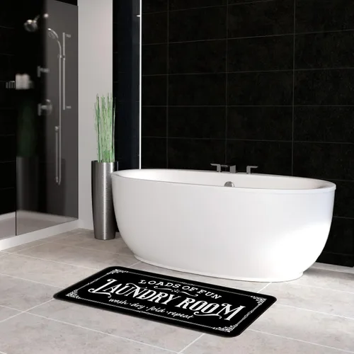 Miniatura 6 de Alfombra de lavandería de 20 x 47 pulgadas, antideslizante, para cocina, baño, pasillo, lavandería, decoración de habitación, color negro