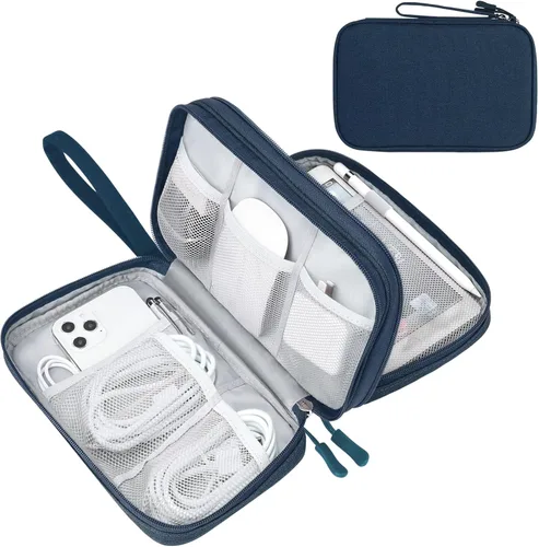 Miniatura 44 de FYY Organizador electrónico, organizador de cables de viaje, bolsa de transporte para accesorios electrónicos, portátil, impermeable, doble capa