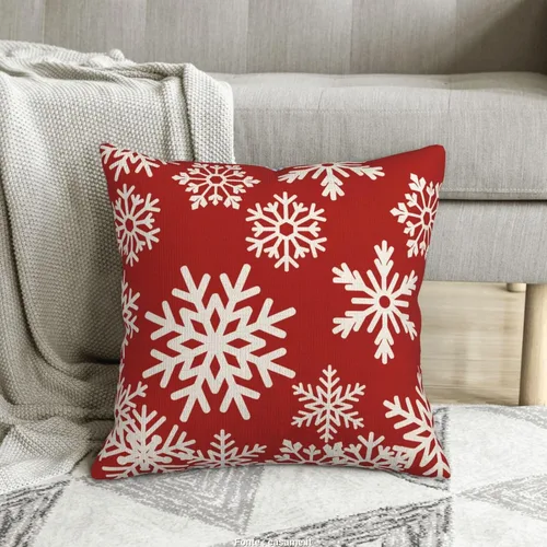 Miniatura 7 de Fundas de almohada navideñas de 20x20 pulgadas Juego de 2 Fundas de almohada con diseño de copo de nieve Decoración navideña Fundas de almohada