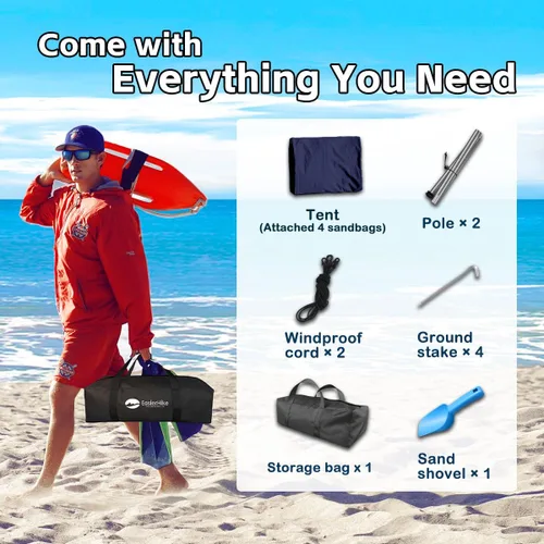 Miniatura 4 de EasierHike Tienda de campaña para playa, 7 × 7.15 pies, toldo de playa portátil fácil de desplegar, refugio de protección solar UPF50+, resistente