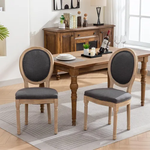 Miniatura 12 de Merax Juego de 2 sillas de comedor de terciopelo tapizadas de alta gama con anillo trasero de clavo, patas de madera maciza, asiento de espuma