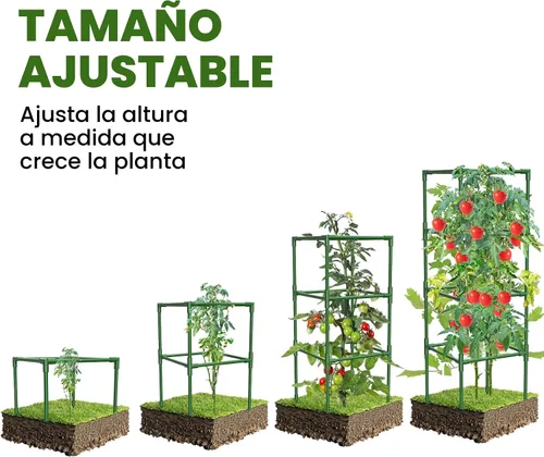 Miniatura 2 de Paquete de 3 Jaulas para Tomates, Estacas Cuadradas de Soporte para Plantas de Tomate, Jaulas Enrejado para Jardín, Verduras Trepadoras, Flores