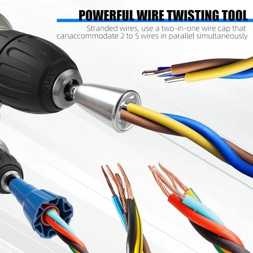 Miniatura 3 de Herramienta profesional pelacables para taladro, construcción duradera totalmente metálica para cables de 6 a 14 AWG, pelado rápido y fácil