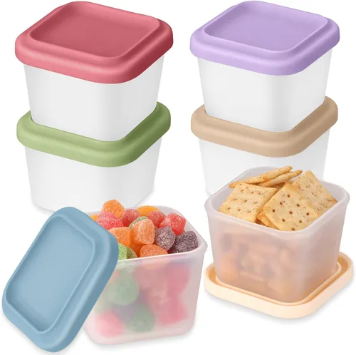 Paquete de 6 recipientes de silicona de 9 onzas para niños, recipientes de silicona reutilizables para almacenamiento de alimentos con tapa,