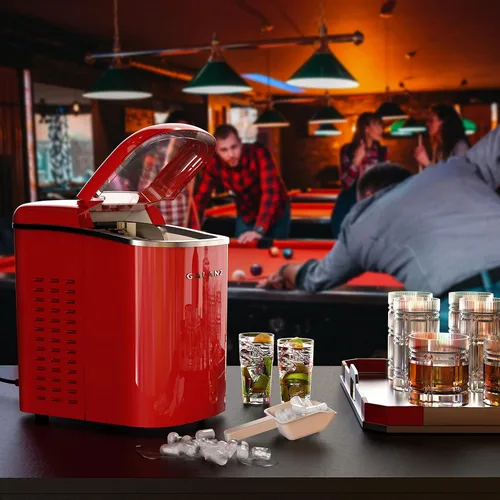 Miniatura 9 de Galanz Máquina eléctrica portátil para hacer hielo para encimera, 26 libras en 24 horas, 9 cubos en forma de bala listos en 9 minutos, 2 tamaños