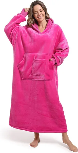 Miniatura 33 de FUSSEDA - Sudadera con manta portátil de gran tamaño, forro polar cálido y grueso con capucha sherpa acogedora con bolsillos y mangas. Regalo