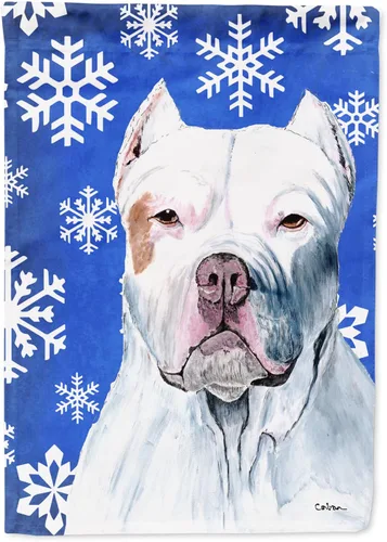 Miniatura 85 de Caroline's Treasures SC9374GF Bulldog English Snow flakes Holiday Garden Flag Buzón Bandera decorativa para patio exterior, patio, obras de arte
