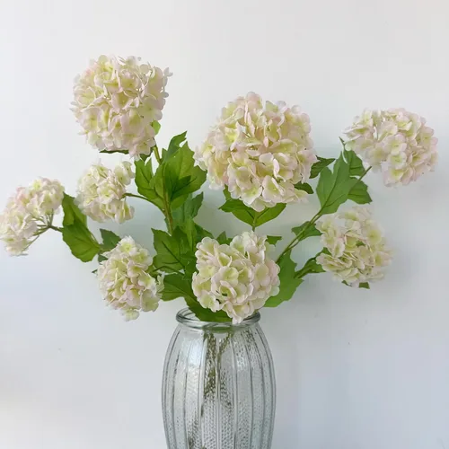 Miniatura 12 de YalzoneMet Bola de nieve artificial Viburnum 4 piezas de 26.8 pulgadas de color azul graduado, hortensias pequeñas, 2 cabezales, de látex natural