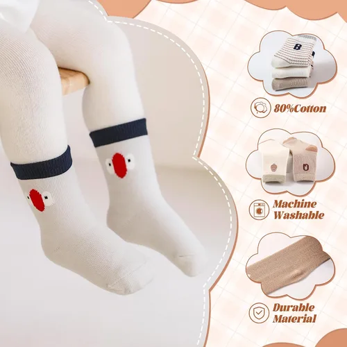 Miniatura 3 de Calcetines suaves y cómodos a media pantorrilla para bebés y niños pequeños, paquete de 5, unisex, perfectos para edades de 0 a 5 años