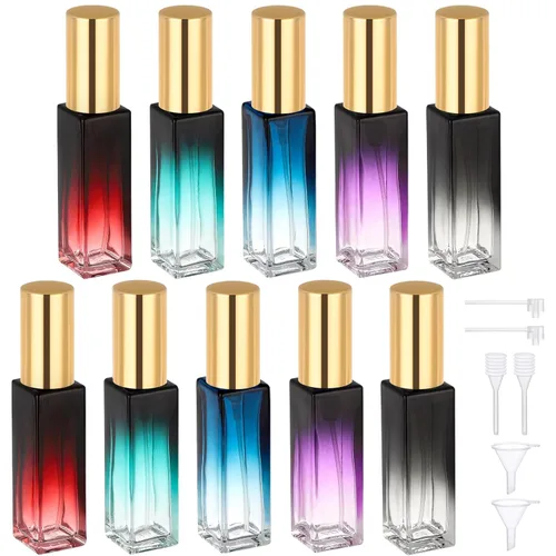 Miniatura 21 de Botellas de perfume Segbeauty para viaje, recargables, de 10 ml, contenedores de perfume de vidrio con embudo y pipeta, 5 unidades, 10