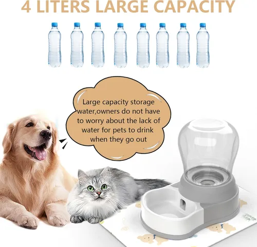 Miniatura 2 de STALTWO - Comedero automático para perros de 1 galón, dispensador de agua para mascotas premium Staltwo con alfombrilla antideslizante, comedero
