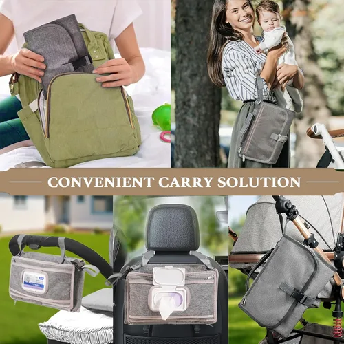 Miniatura 5 de Cambiador de pañales portátil para bebé, bolsa de viaje para cambiador de pañales para bebé con bolsillo para toallitas, cambiador portátil