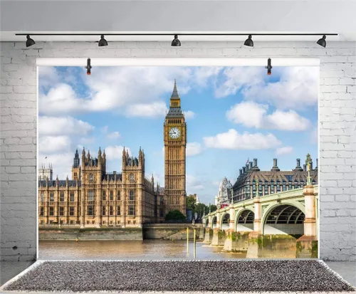 Leyiyi Fondo de fotografía Big Ben de 8 x 6.5 pies, torre Elizabeth Tower Inglaterra, Parlamento de Inglaterra, puente de Westminster, monumento de