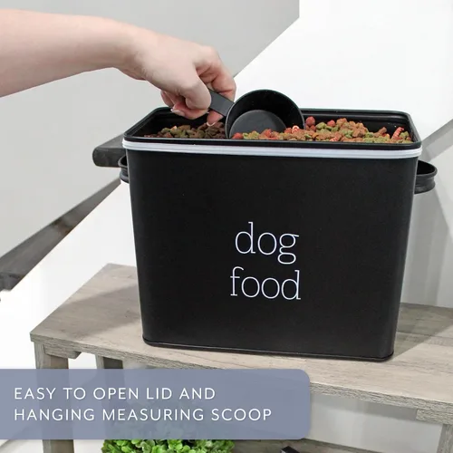 Miniatura 5 de AuldHome Design - Contenedor retro para comida de perro (negro); contenedor de almacenamiento moderno de estilo granja para comida de mascotas