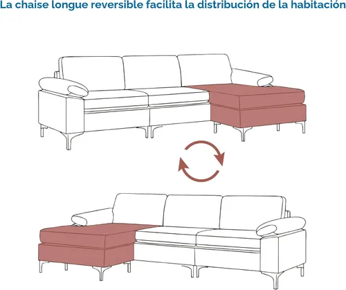 Miniatura 4 de VANOMi Sofá de piel sintética para sala de estar, sofás y sofás de 100 pulgadas con diván convertible de 3 plazas para sala de estar, apartamento