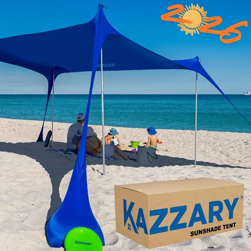 Miniatura 11 de Tienda de campaña de playa UPF50+ con bolsas de arena, 4 postes de estabilidad, clavijas de tierra, pala de arena de disco volador, refugio ligero