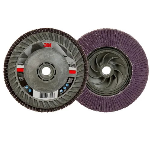 Miniatura 48 de 3M Disco de Solapa 769F, Tipo 27, 80+, 4-1/2 in x 7/8 in, Abrasivo de Alto Rendimiento, Disco de Rectificado y Acabado de Grano Cerámico