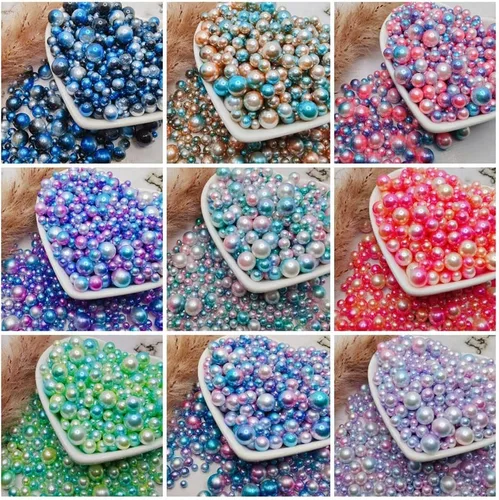Miniatura 7 de 150 perlas de imitación de ABS sin perforar degradadas para rellenos de jarrón de 0.315 a 0.315 pulgadas, sin agujero, cuentas de maquillaje de 02