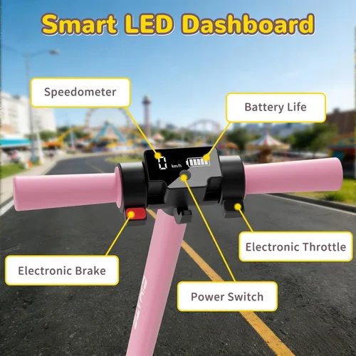 Miniatura 7 de SIMATE Electric Scooter for Kids 6-14, e Kick Scooter with LED Display and Colorful Lights, Adjustable Height and Foldable, Double Brake, Gifts for