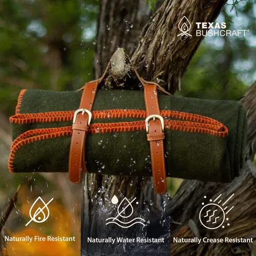 Miniatura 5 de Texas Bushcraft Manta de Lana Merino para Acampar, Senderismo y Excursionismo - Manta de Campamento para Coche Resistente al Agua y al Fuego